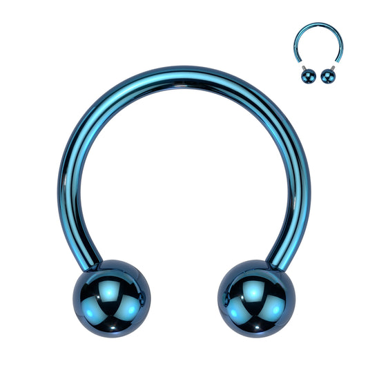 Titanium Blue Circular Internally Threaded Horseshoe Barbell