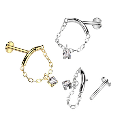 Titanium Chain Hidden Helix Flat Back Stud 16g