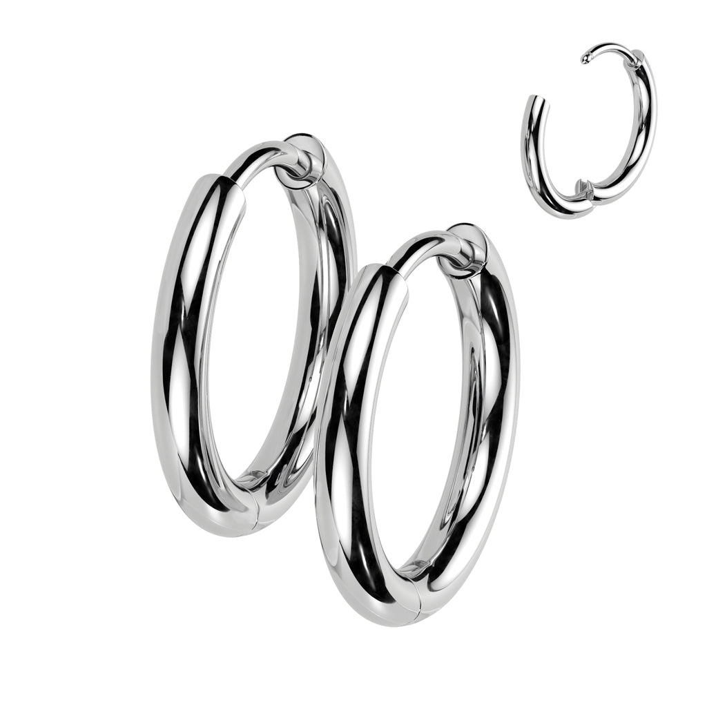 Titanium Classic Silver Huggie Hoops