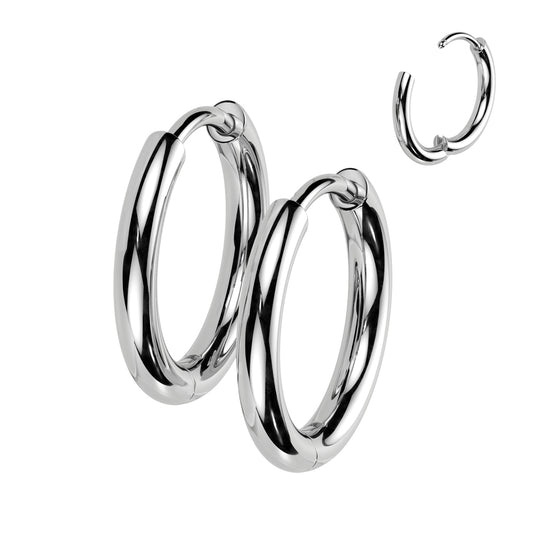 Titanium Classic Silver Huggie Hoops