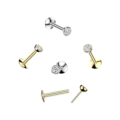 Titanium Clear Bezel Gem Threadless Flat Back Stud