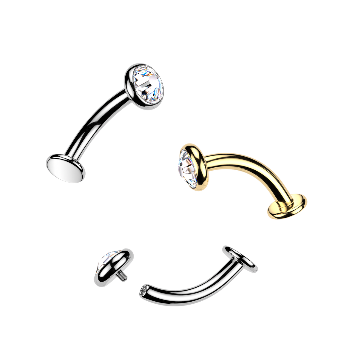 Titanium Clear Flat Bezel Gem Floating Navel Ring