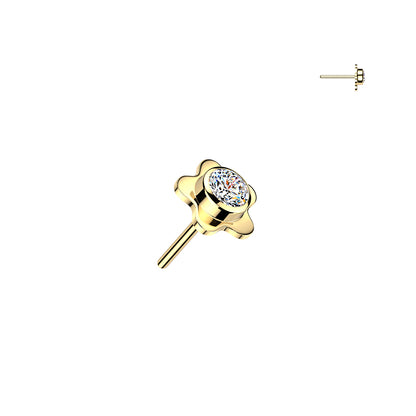 Titanium Clear Gem Flower Gold Threadless Jewellery Top