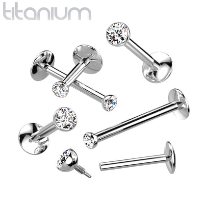 Titanium Clear Gem Internally Threaded Silver Flat Back Stud range