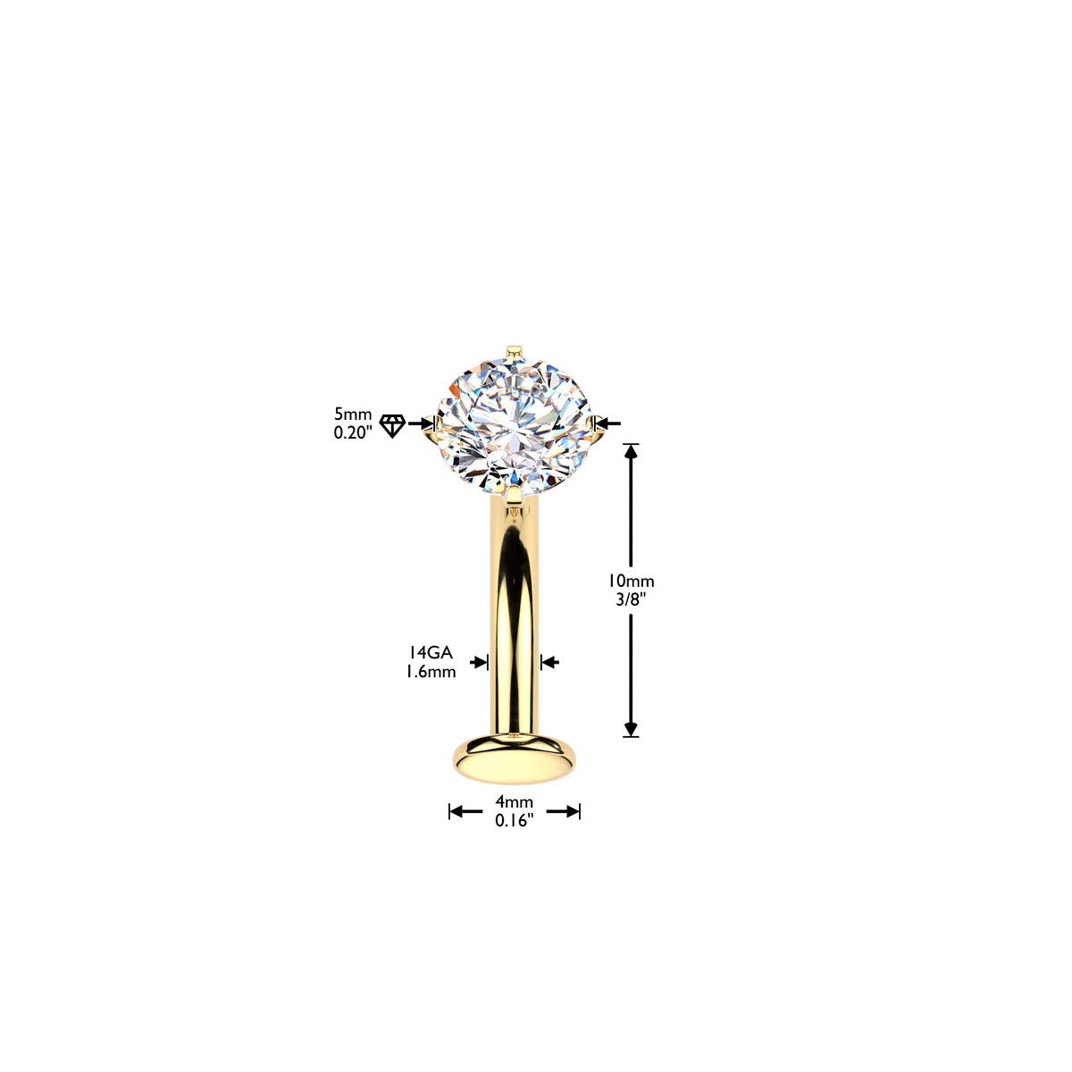 Titanium Clear Prong Gem Floating Belly Bar