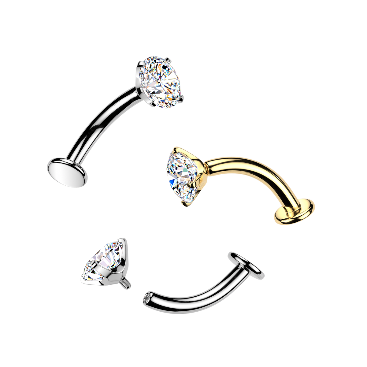 Titanium Clear Prong Gem Floating Navel Ring