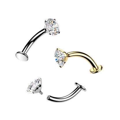 Titanium Clear Prong Gem Floating Navel Ring