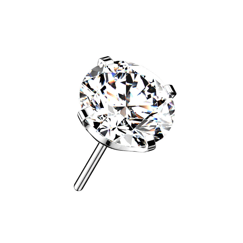 Titanium Clear Round Prong Set Gem Threadless Jewellery Top