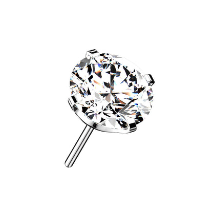Titanium Clear Round Prong Set Gem Threadless Jewellery Top