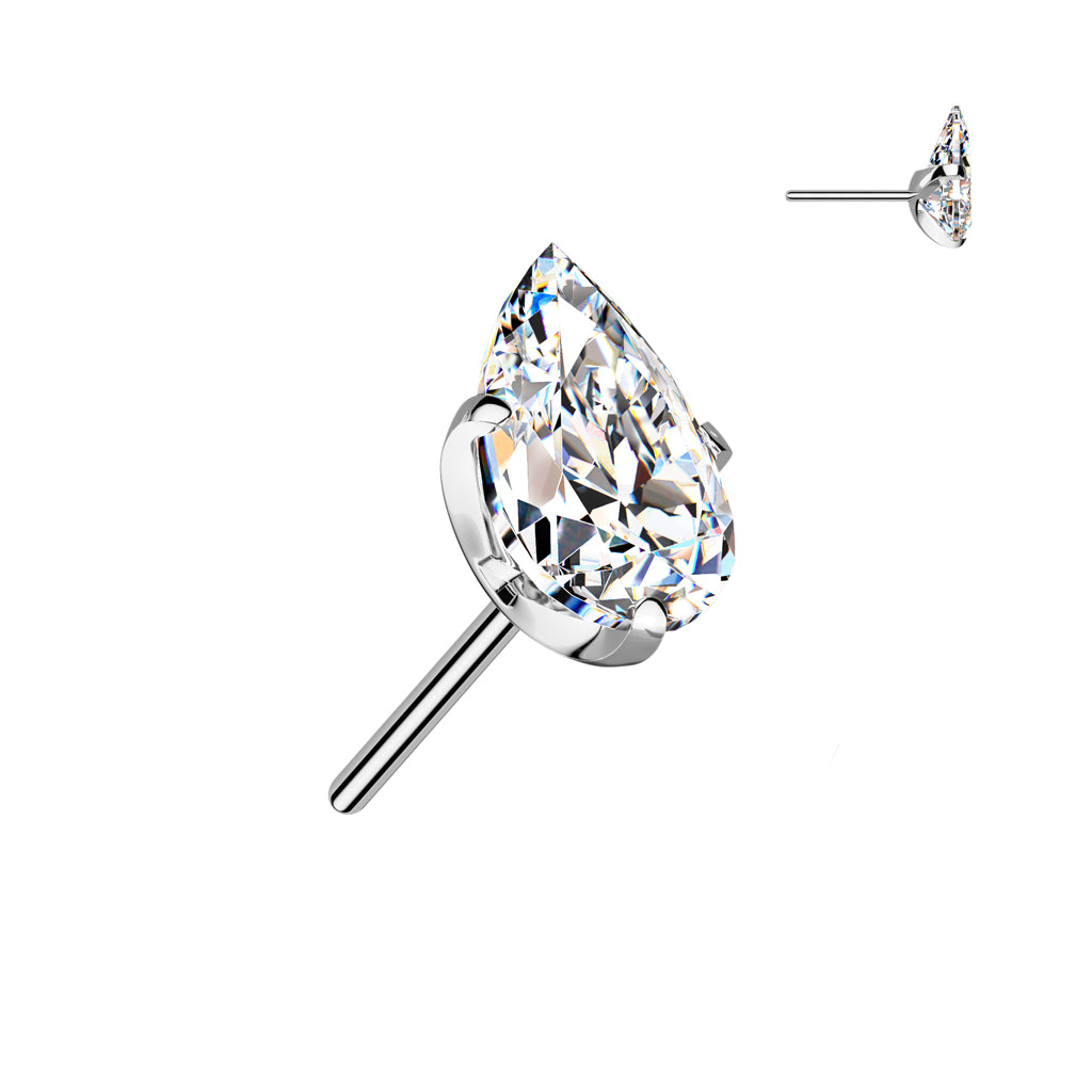 Titanium Clear Teardrop Gem Threadless Top