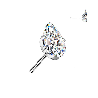 Titanium Clear Teardrop Gem Threadless Top