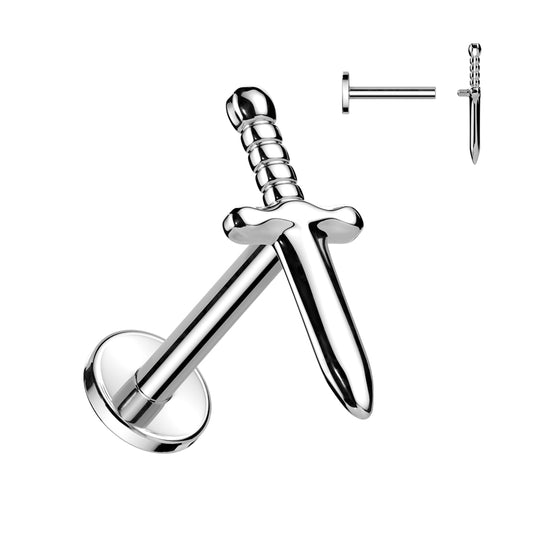 Titanium Dagger Flat Back Stud 16g | Silver
