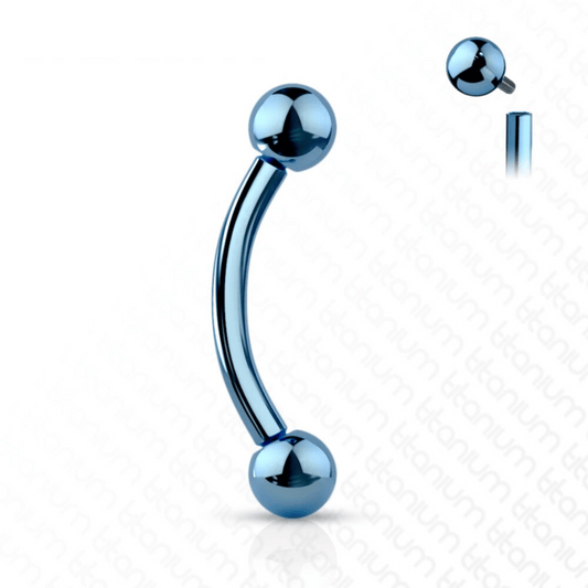 Titanium Dark Blue Curved Internally Threaded Barbell with Ball