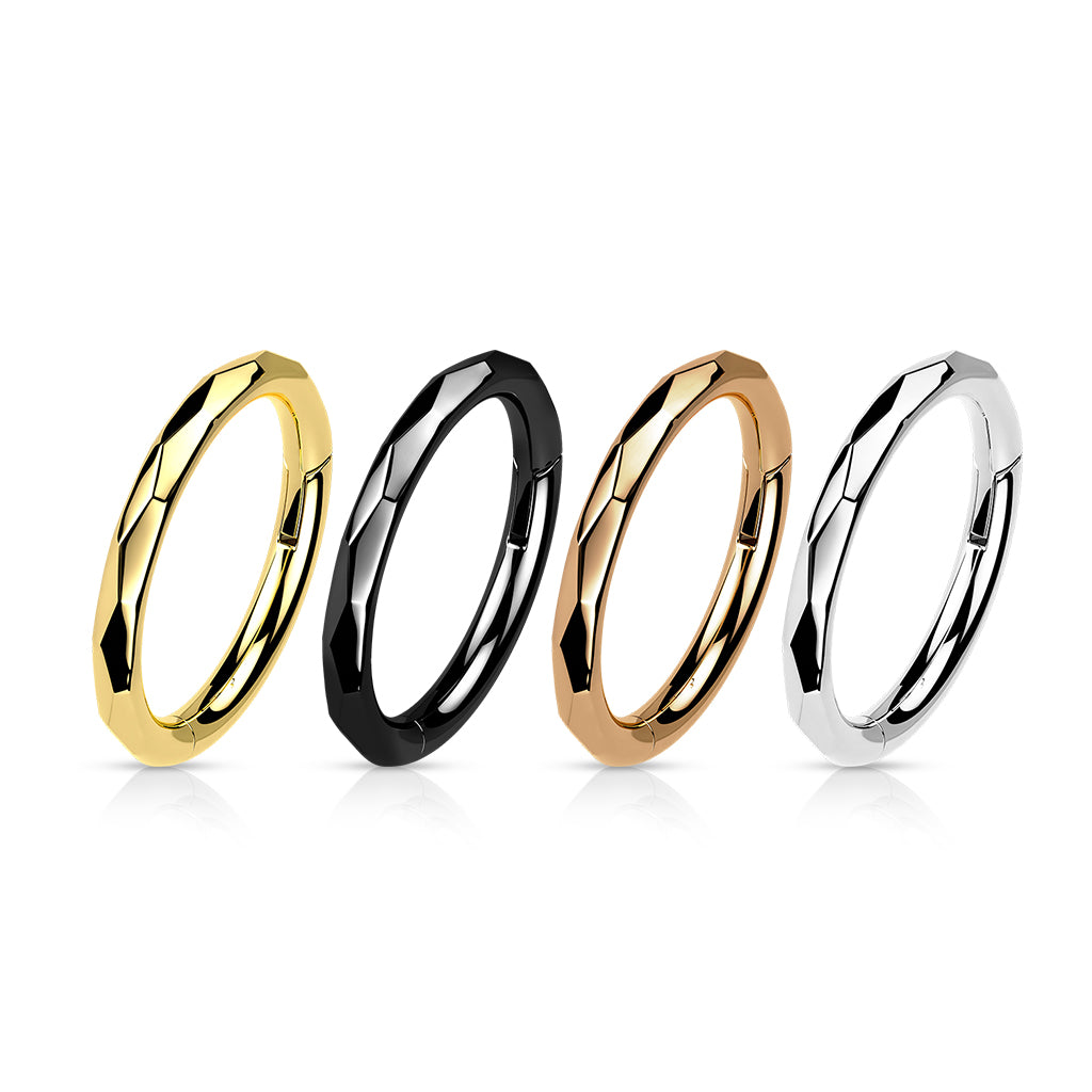 Titanium Faceted Side Hinged Clicker Ring range