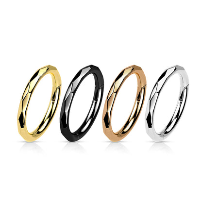 Titanium Faceted Side Hinged Clicker Ring range