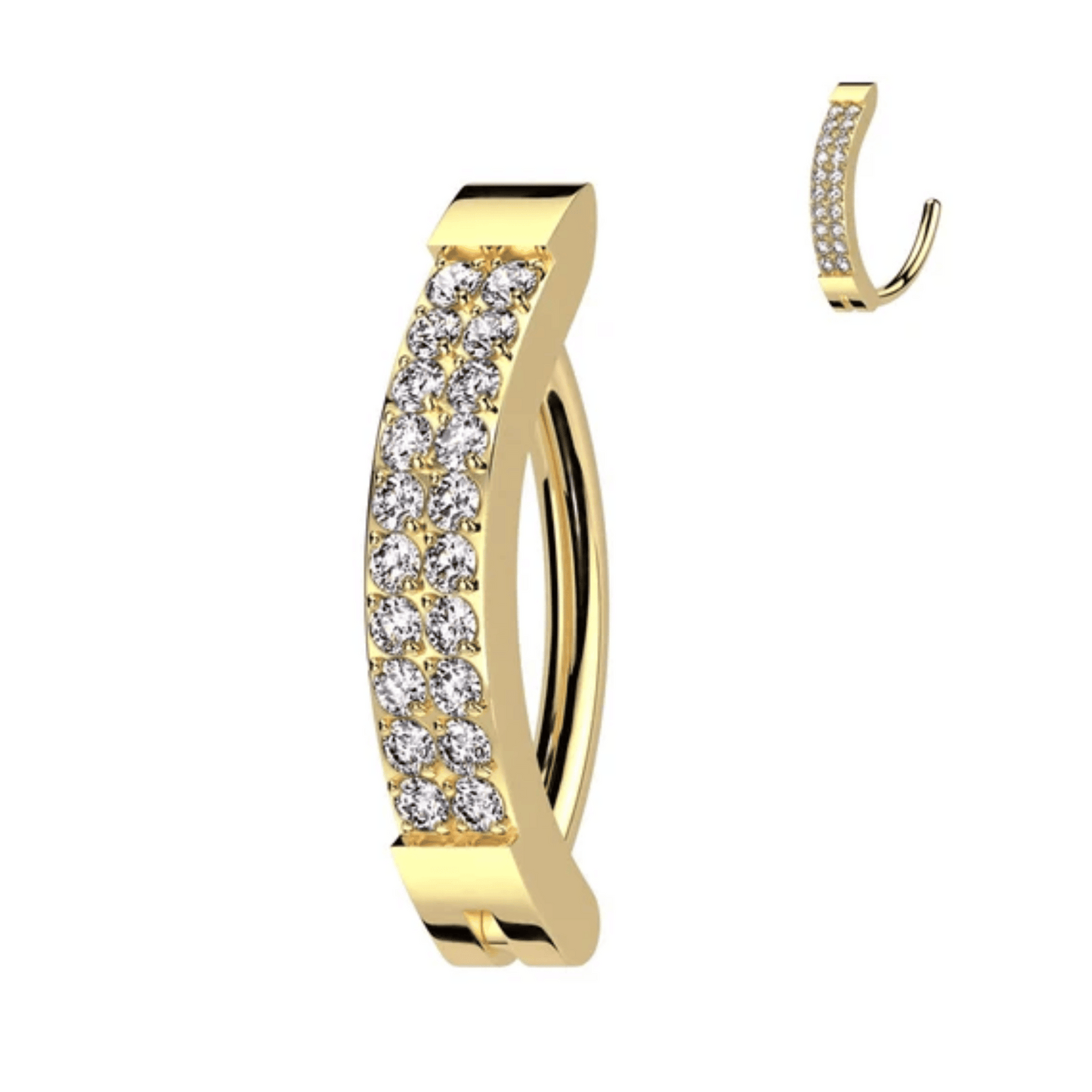 Titanium Gem Gold Hinged Clicker Belly Button Bar 14g