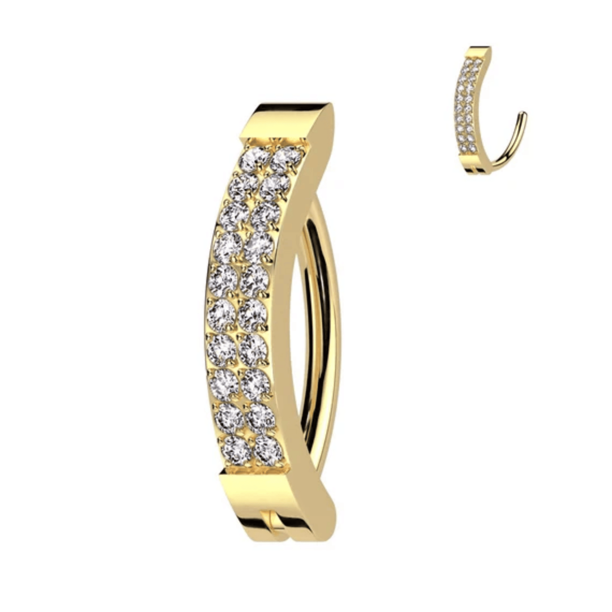 Titanium Gem Gold Hinged Clicker Belly Button Bar 14g