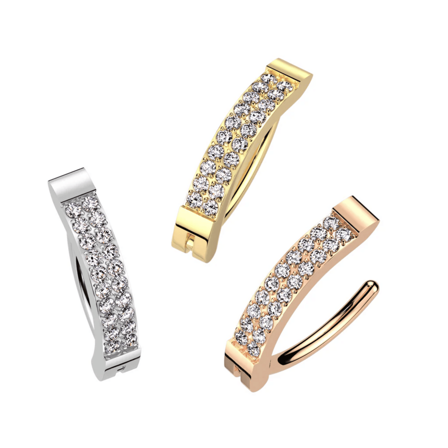 Titanium Gem Hinged Clicker Belly Button Bar 14g
