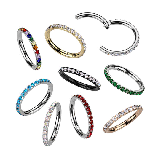 Titanium Gem Hinged Clicker Ring
