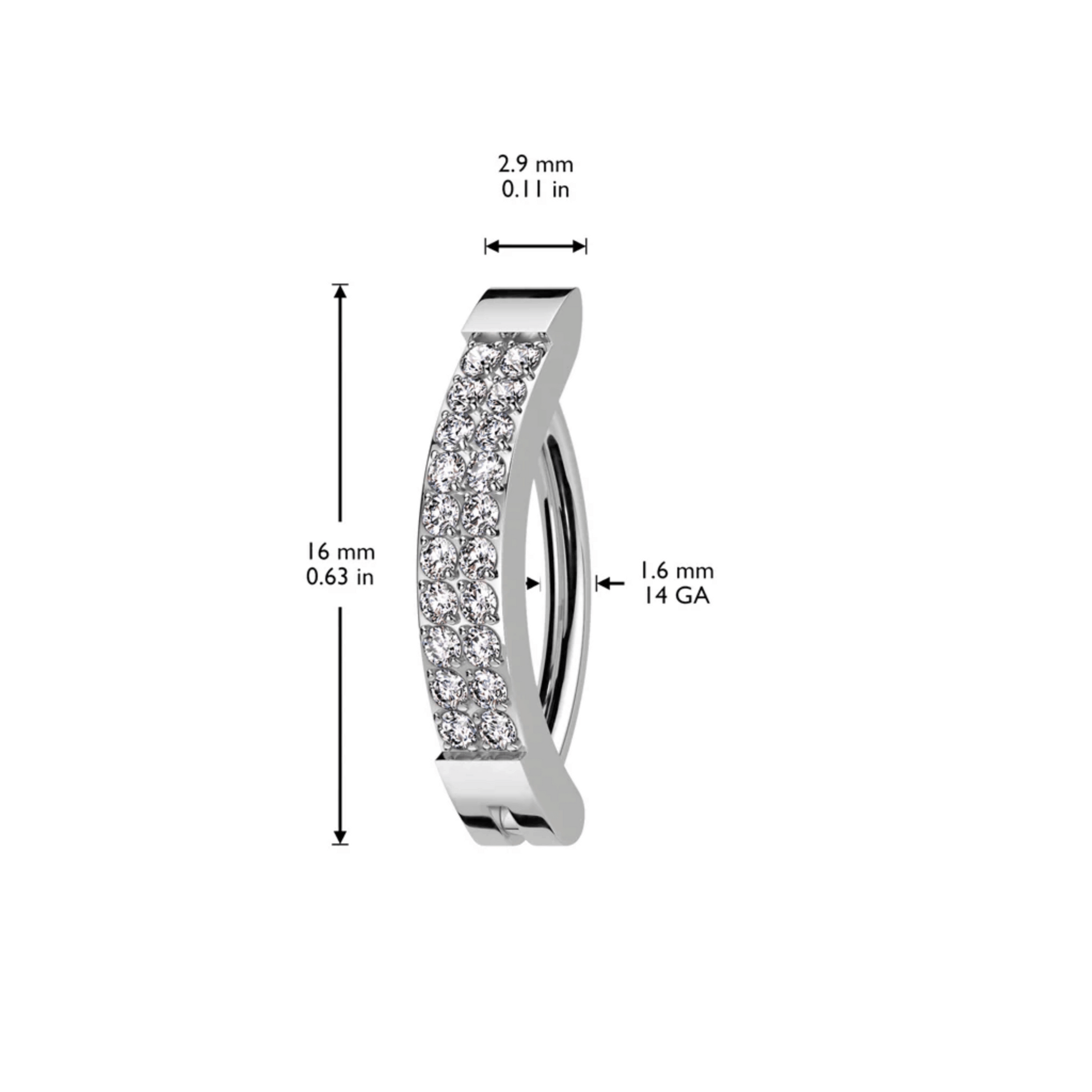 Titanium Gem Silver Hinged Clicker Belly Button Bar 