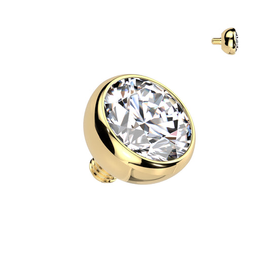 Titanium Gold Bezel Set Clear Gem