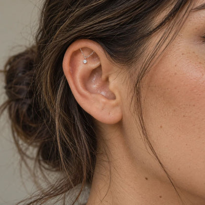 Titanium Gold Chain Hidden Helix Flat Back Stud 16g