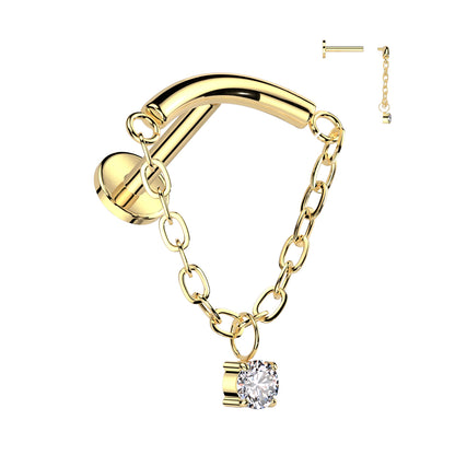 Titanium Gold Chain Hidden Helix Flat Back Stud 16g