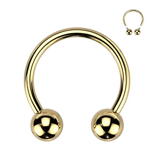 Titanium Gold Circular Internally Threaded Horseshoe Barbell
