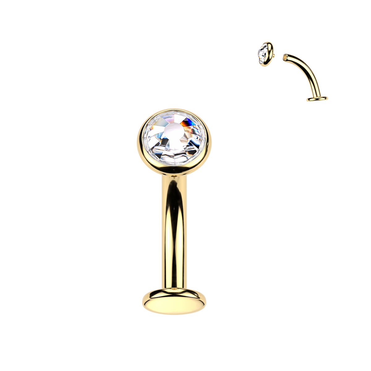 Titanium Gold Clear Flat Bezel Gem Floating Belly Ring