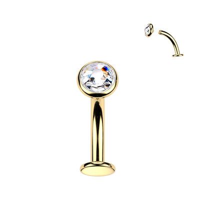 Titanium Gold Clear Flat Bezel Gem Floating Belly Ring