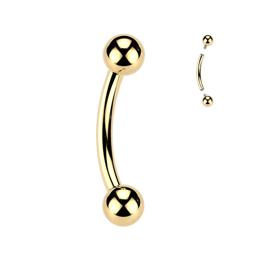 Titanium Gold Curved Barbell - Internally Threaded