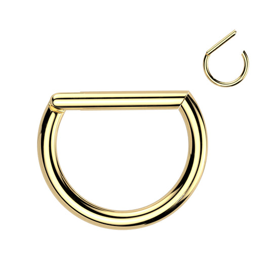 Titanium Gold D Shaped Hinged Clicker Ring