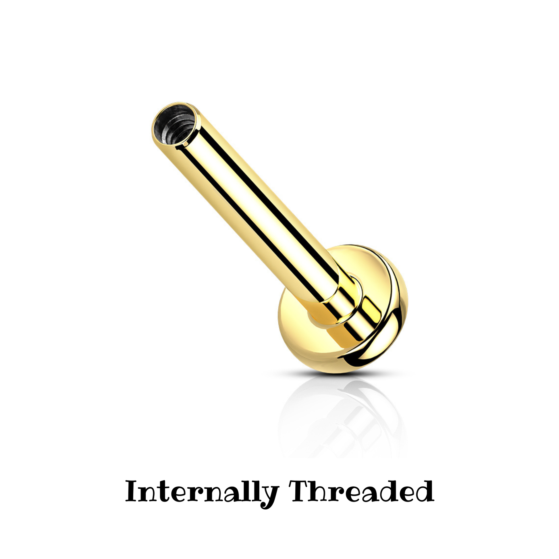 Titanium Gold Internally Threaded Flat Back Stud Post 16g