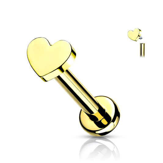 Titanium Gold Micro Heart Flat Back Stud 16g