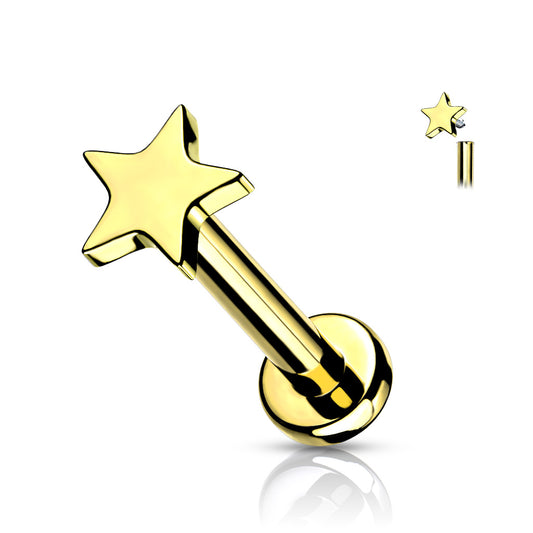 Titanium Gold Micro Star Flat Back Stud 16g
