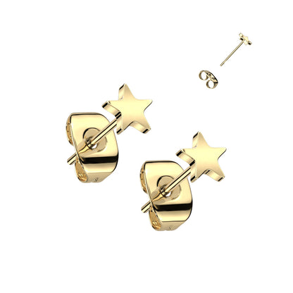 Titanium Gold Star Stud Earrings