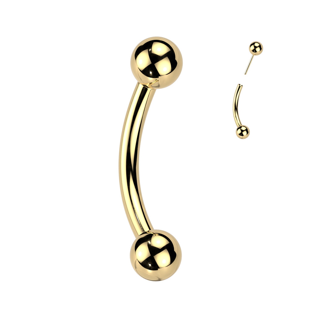 Titanium Gold Threadless Curved Barbell
