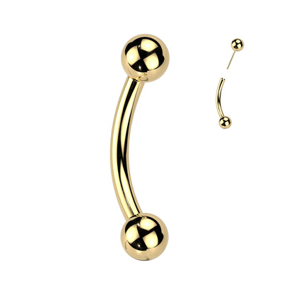 Titanium Gold Threadless Curved Barbell