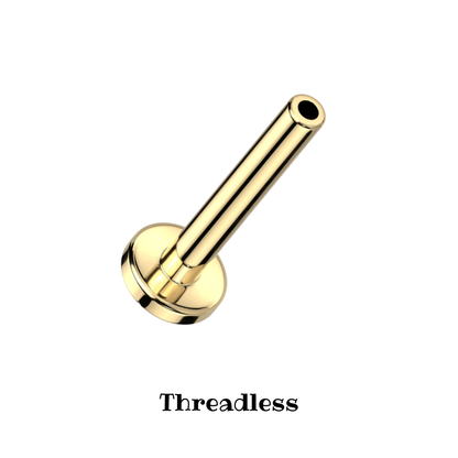 Titanium Gold Threadless Flat Back Stud Base Post