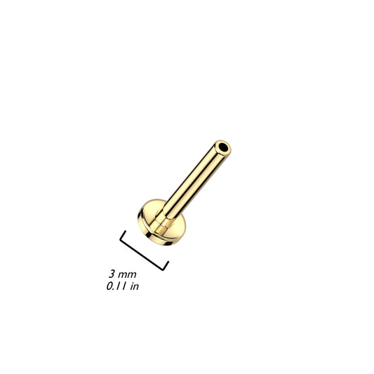 Titanium Gold Threadless Flat Back Stud Base Post 20g base size