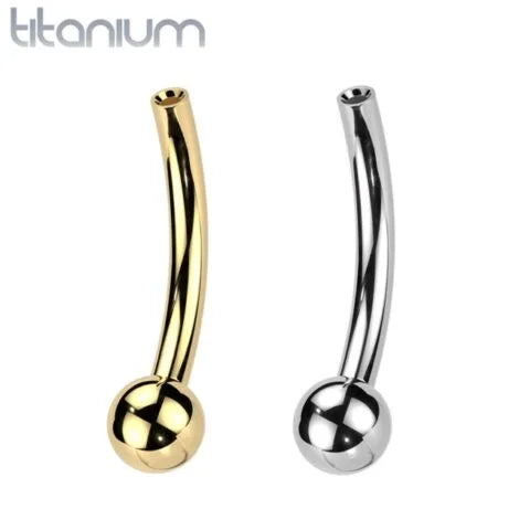 Titanium Gold Threadless Jewellery Curved Bar with Ball
