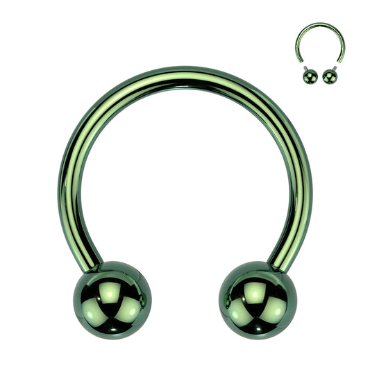 Titanium Green Circular Internally Threaded Horseshoe Barbell