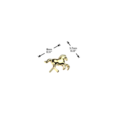 Titanium Horse Threadless Jewellery Top dimensions