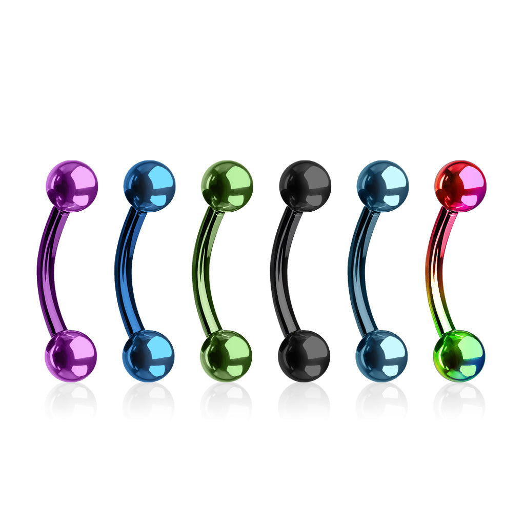 Titanium IP Ball Curved Barbell Eyebrow Rook Bar