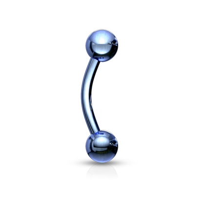 Titanium IP Eyebrow bar with ball dark blue