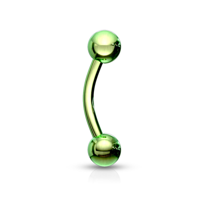 Titanium IP Eyebrow bar with ball green