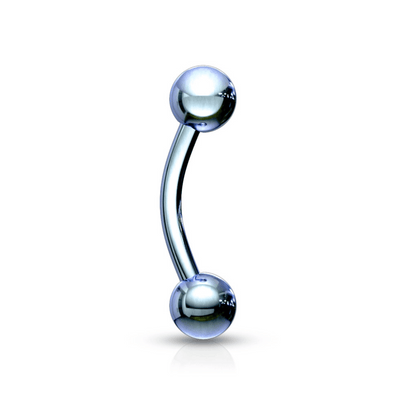 Titanium IP Eyebrow bar with ball light blue