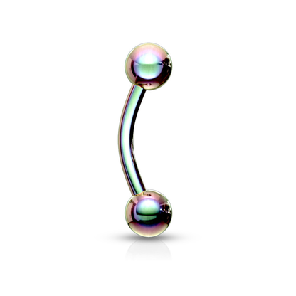 Titanium IP Eyebrow bar with ball rainbow