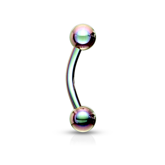 Titanium IP Eyebrow bar with ball rainbow