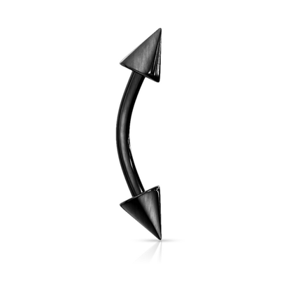 Titanium IP Spike Eyebrow Bar Black
